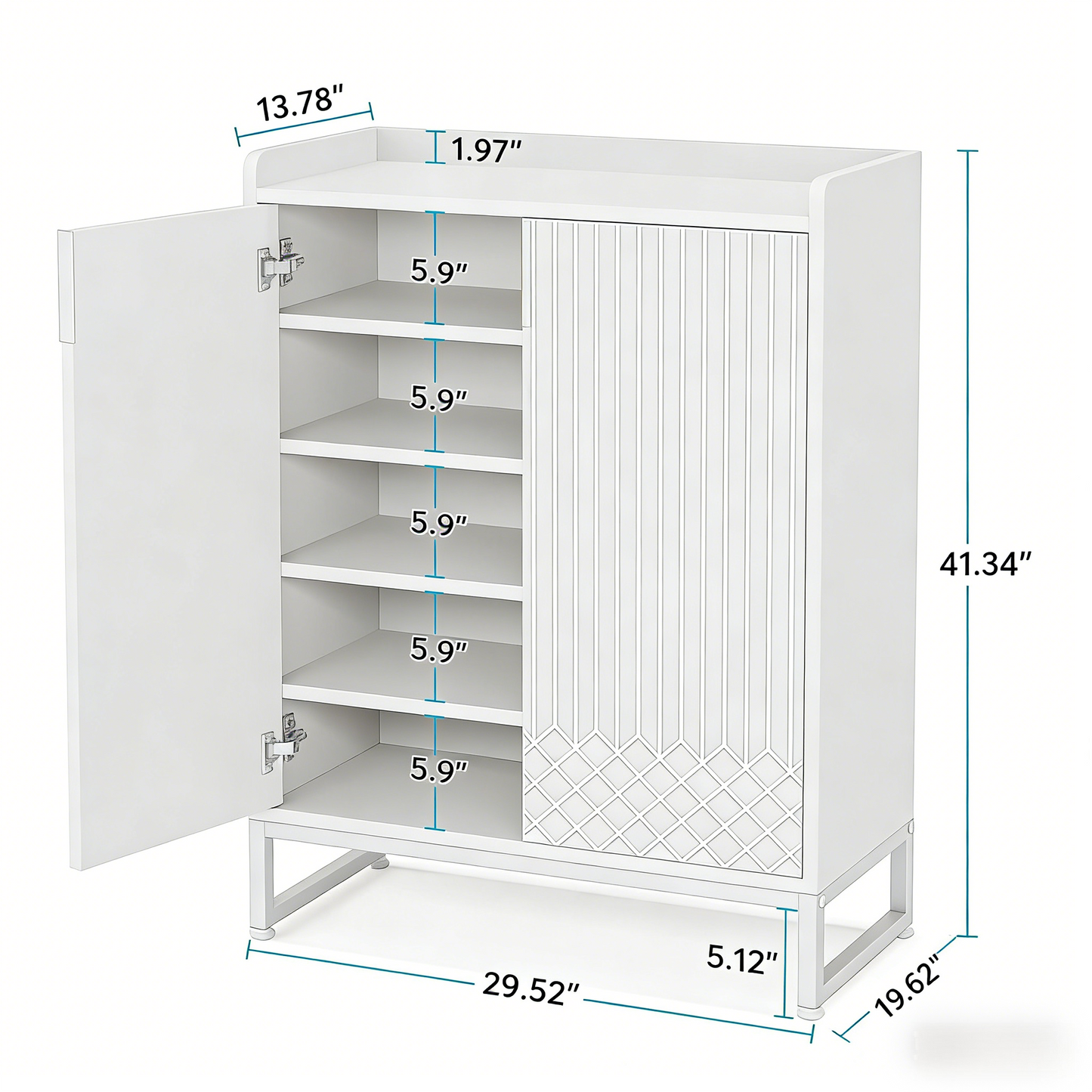 6-Tier Shoe Cabinet with Doors, Farmhouse Shoe Storage Cabinet with Adjustable Shelves