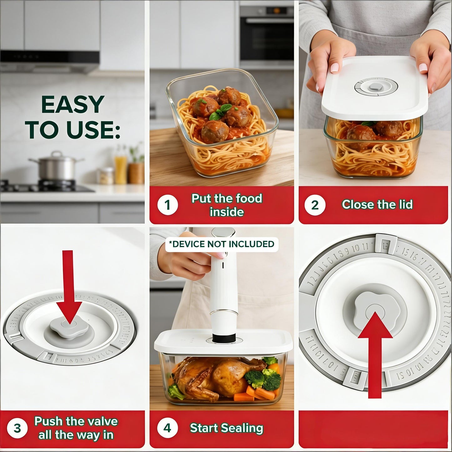 Vacuum Seal Glass Food Storage Containers