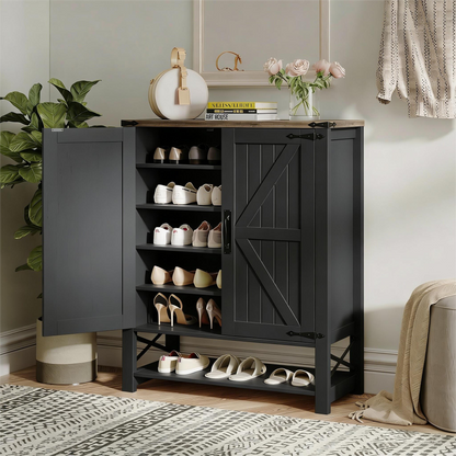 Shoe Cabinet with Doors, 5 Tiers Shoe Storage Cabinet for Entryway, 25 Pairs Wooden Shoe Cabinets