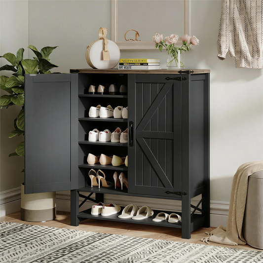 Shoe Cabinet with Doors, 5 Tiers Shoe Storage Cabinet for Entryway, 25 Pairs Wooden Shoe Cabinets