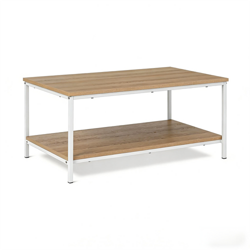 Rectangular Coffee Table with Bottom Shelf, Living Room Center Table, Wooden, 19.9" D x 31.5" W x 16.5" H