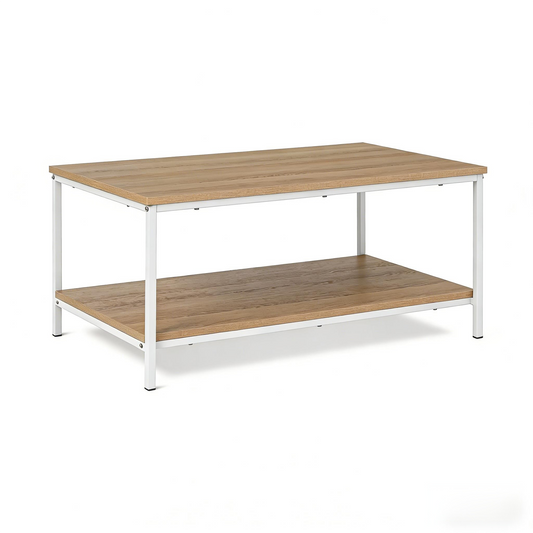 Rectangular Coffee Table with Bottom Shelf, Living Room Center Table, Wooden, 19.9" D x 31.5" W x 16.5" H