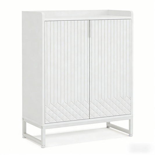 6-Tier Shoe Cabinet with Doors, Farmhouse Shoe Storage Cabinet with Adjustable Shelves