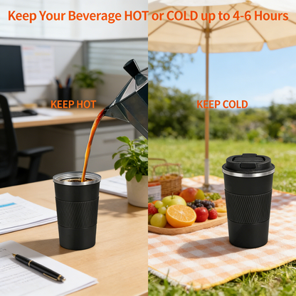 Insulated Travel Coffee Mug, Spill and Leak Resistant,