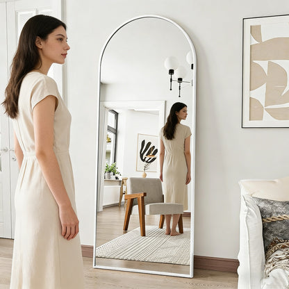 Floor Full Length Mirror, 56"x20" Arched Full Body Mirror, Hanging or Leaning, Standing