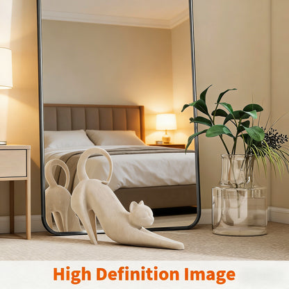 Black Full Length Mirror, 56"x21" Rounded Corner Floor Mirror Standing Hanging or Leaning Against Wall