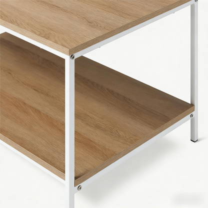 Rectangular Coffee Table with Bottom Shelf, Living Room Center Table, Wooden, 19.9" D x 31.5" W x 16.5" H