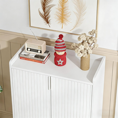 6-Tier Shoe Cabinet with Doors, Farmhouse Shoe Storage Cabinet with Adjustable Shelves