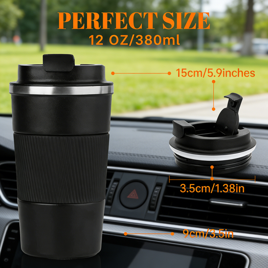 Insulated Travel Coffee Mug, Spill and Leak Resistant,